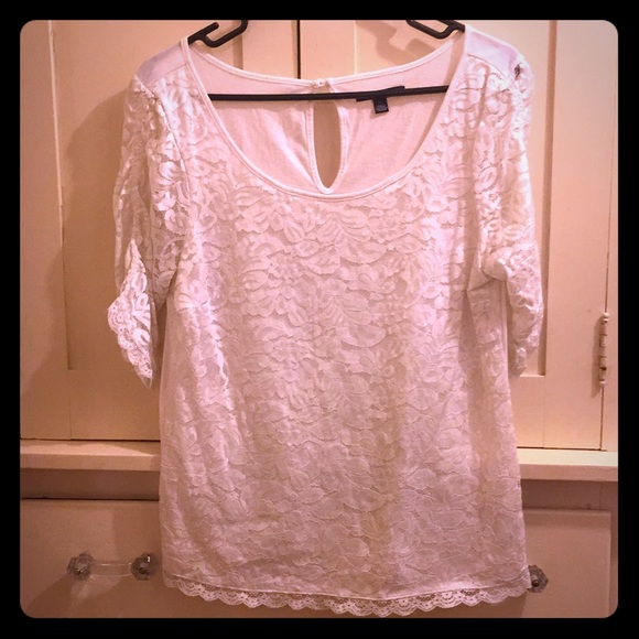 American Eagle Outfitters Tops - American Eagle Beautiful White Lace Top SZ Large